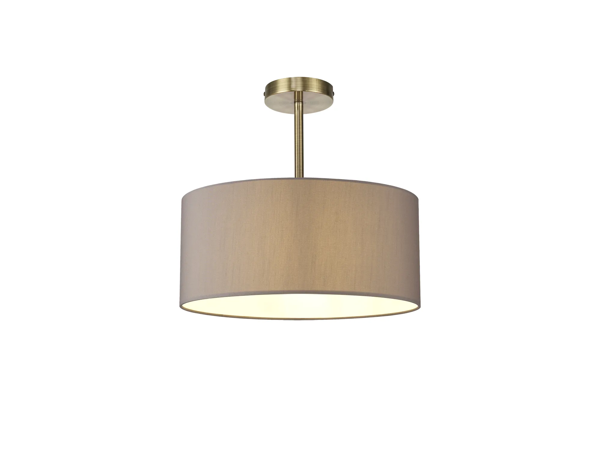 Baymont 40cm Semi Flush 1 Light Antique Brass, Grey